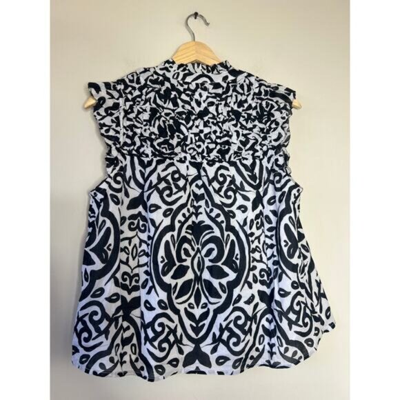 NEW Allison Ruffled Vneck Beaded Sleeveless Tie Top White Size: Extra Small - Picture 6 of 7